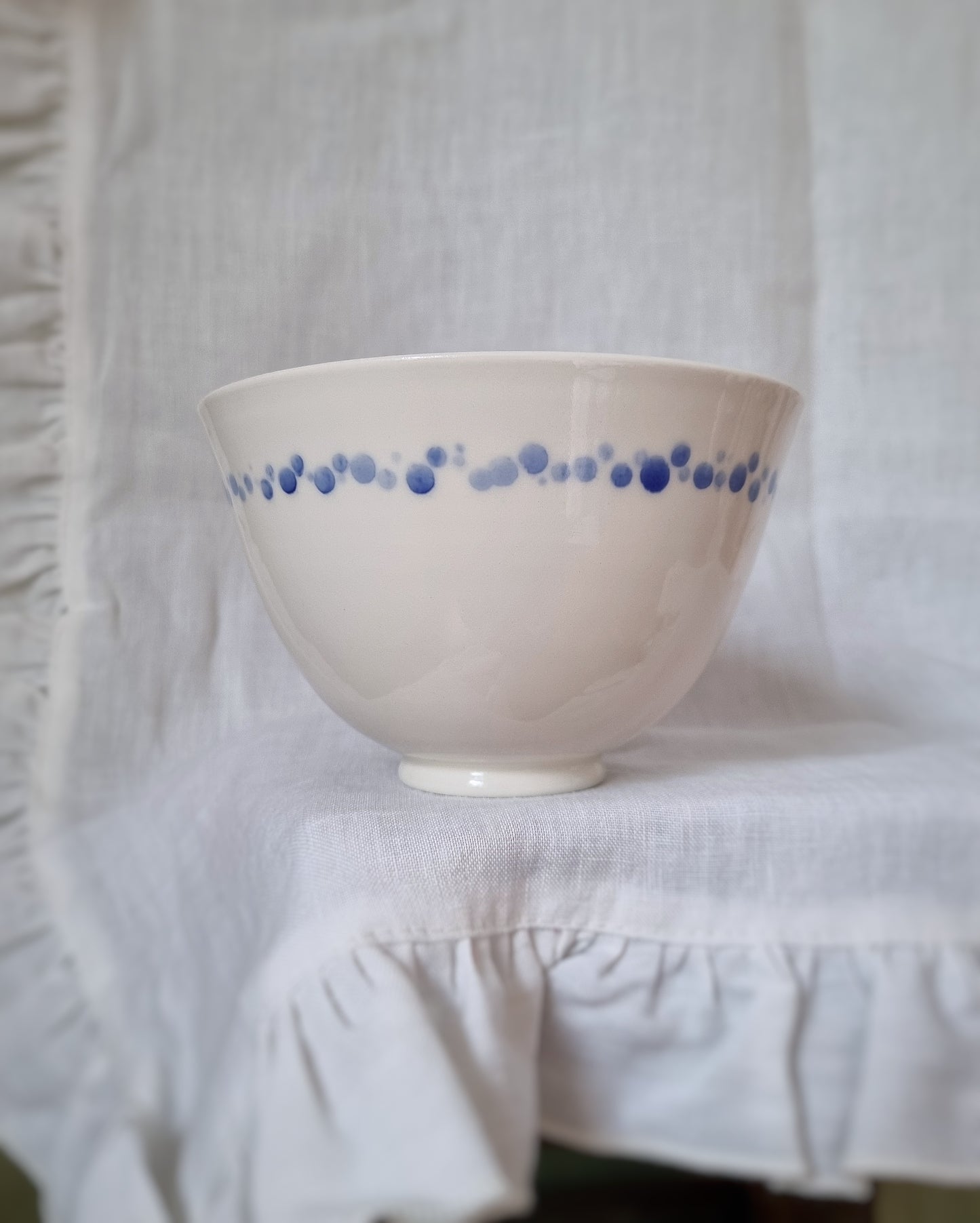 Bol porcelaine points bleus