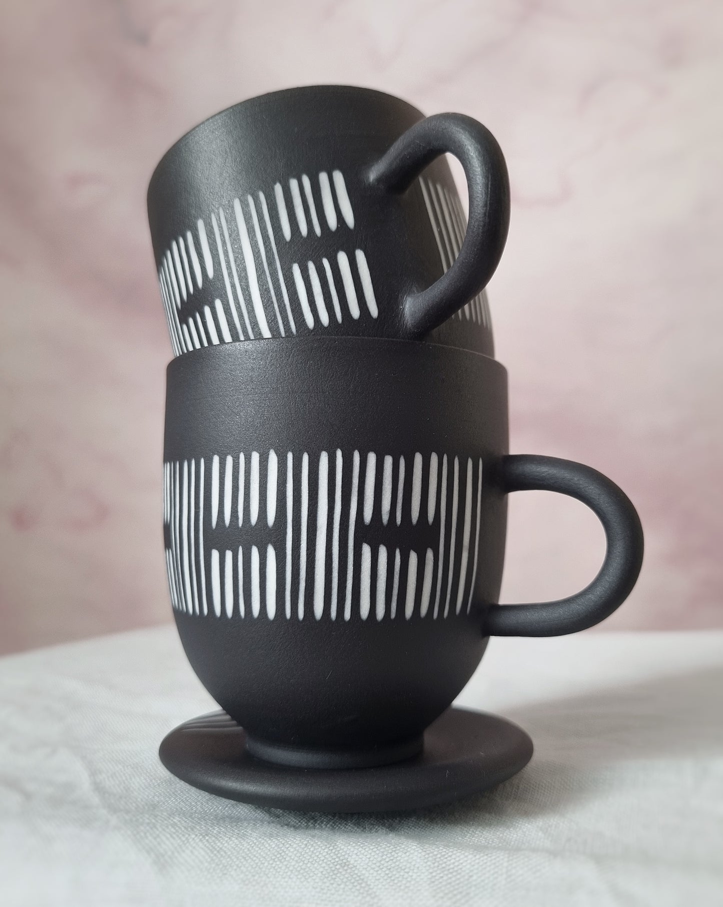 Tasse espresso 100ml en porcelaine noire, avec sous-tasse — D