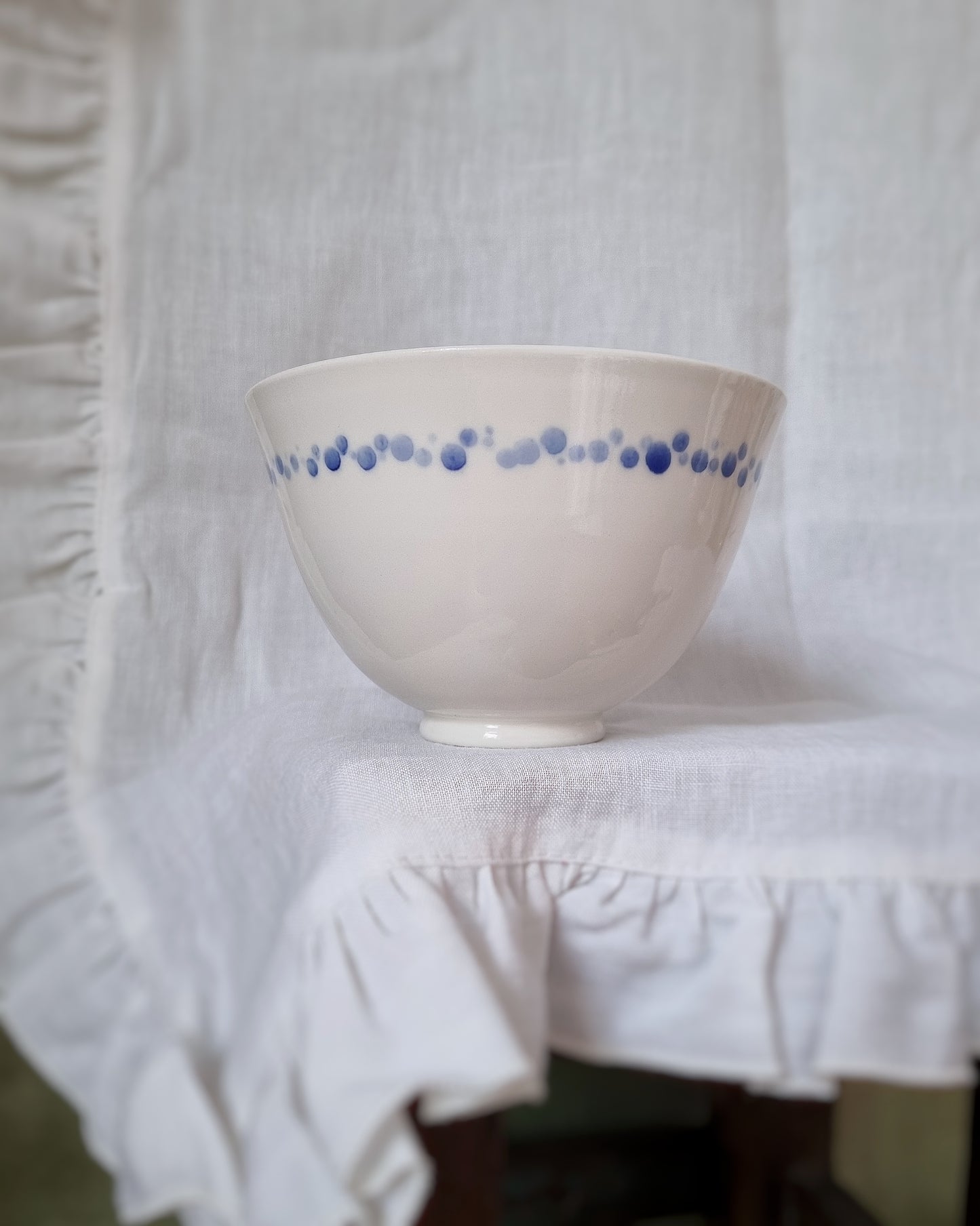 Bol porcelaine points bleus