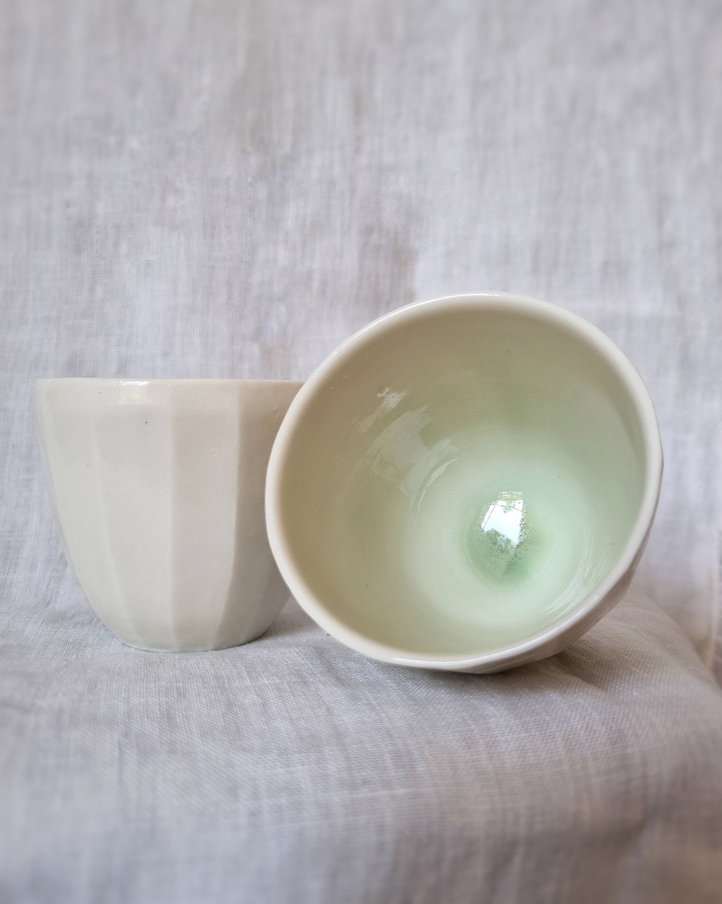 Tasse facettées 100ml intérieur turquoise