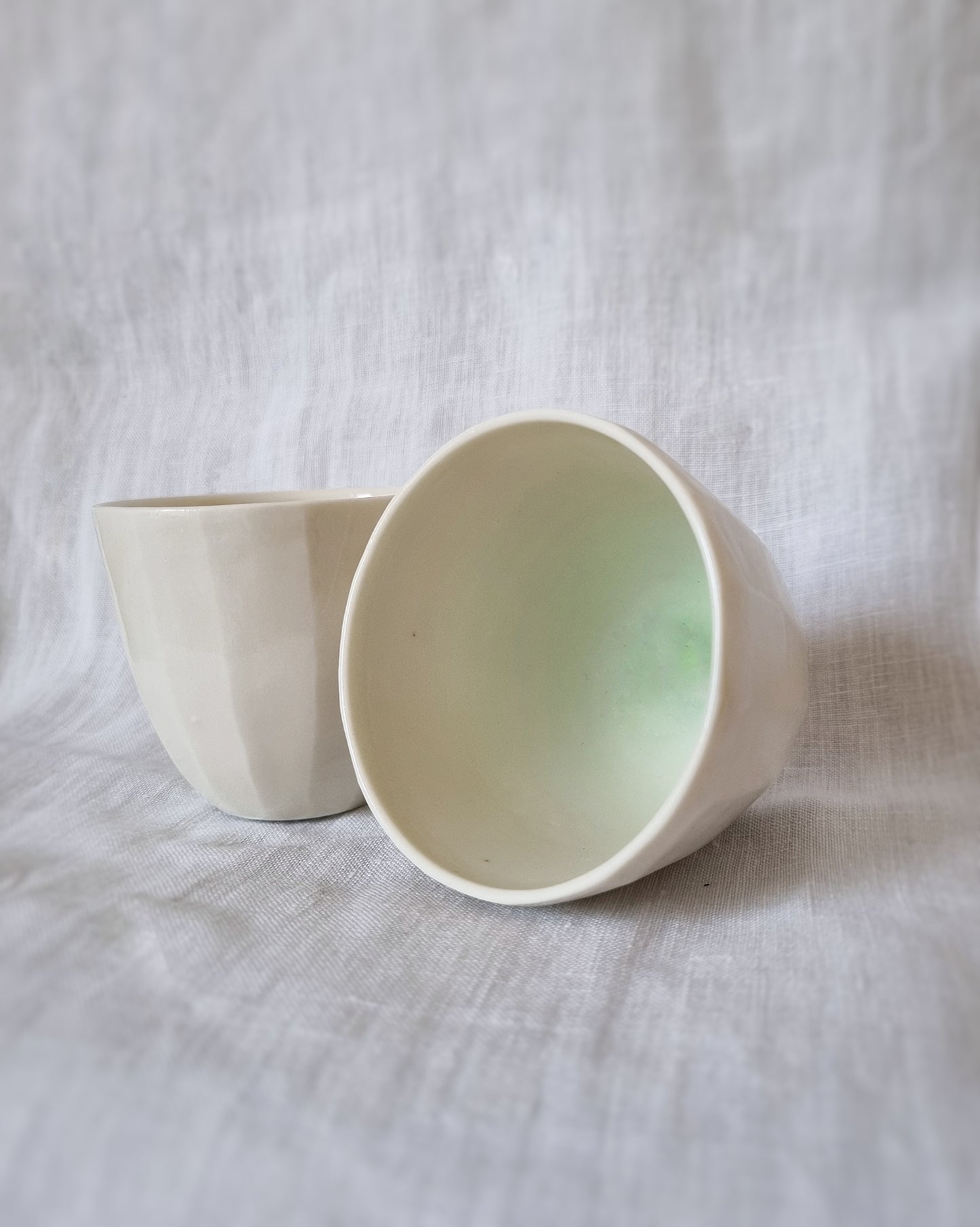 Tasse facettées 100ml intérieur turquoise