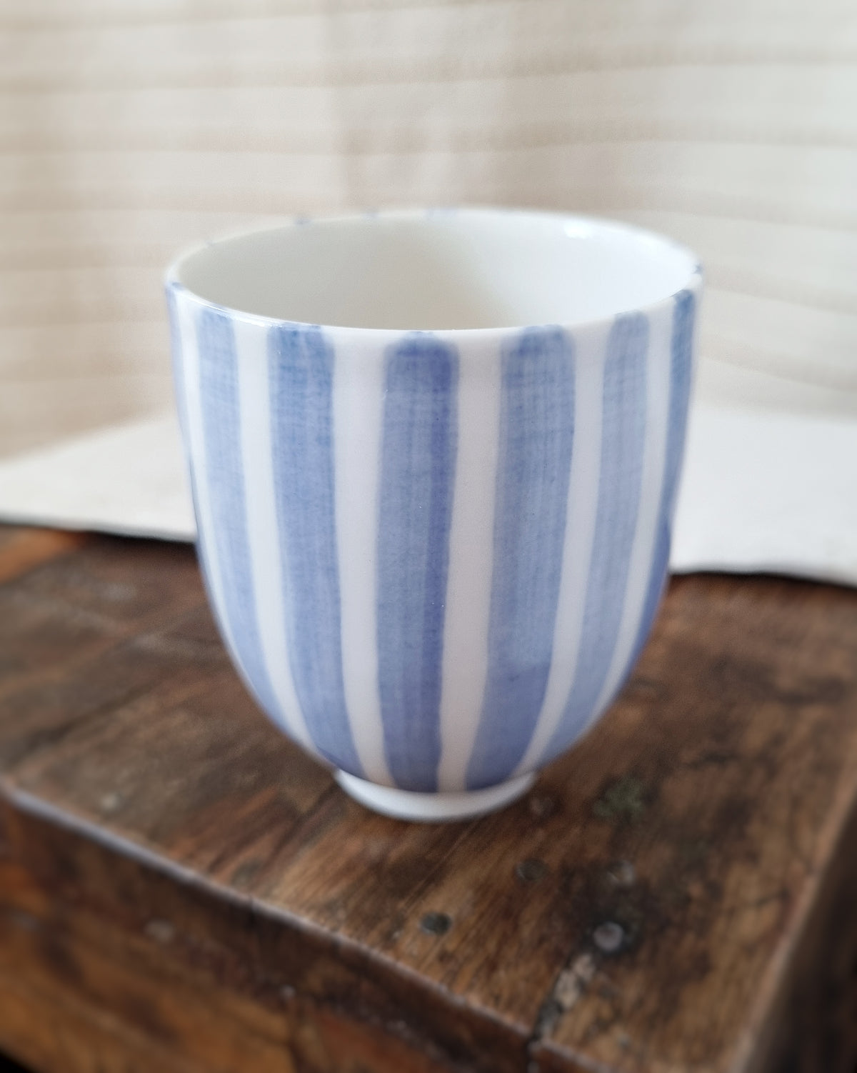 Tasse espresso 100ml, porcelaine blanche, lignes bleu cobalt