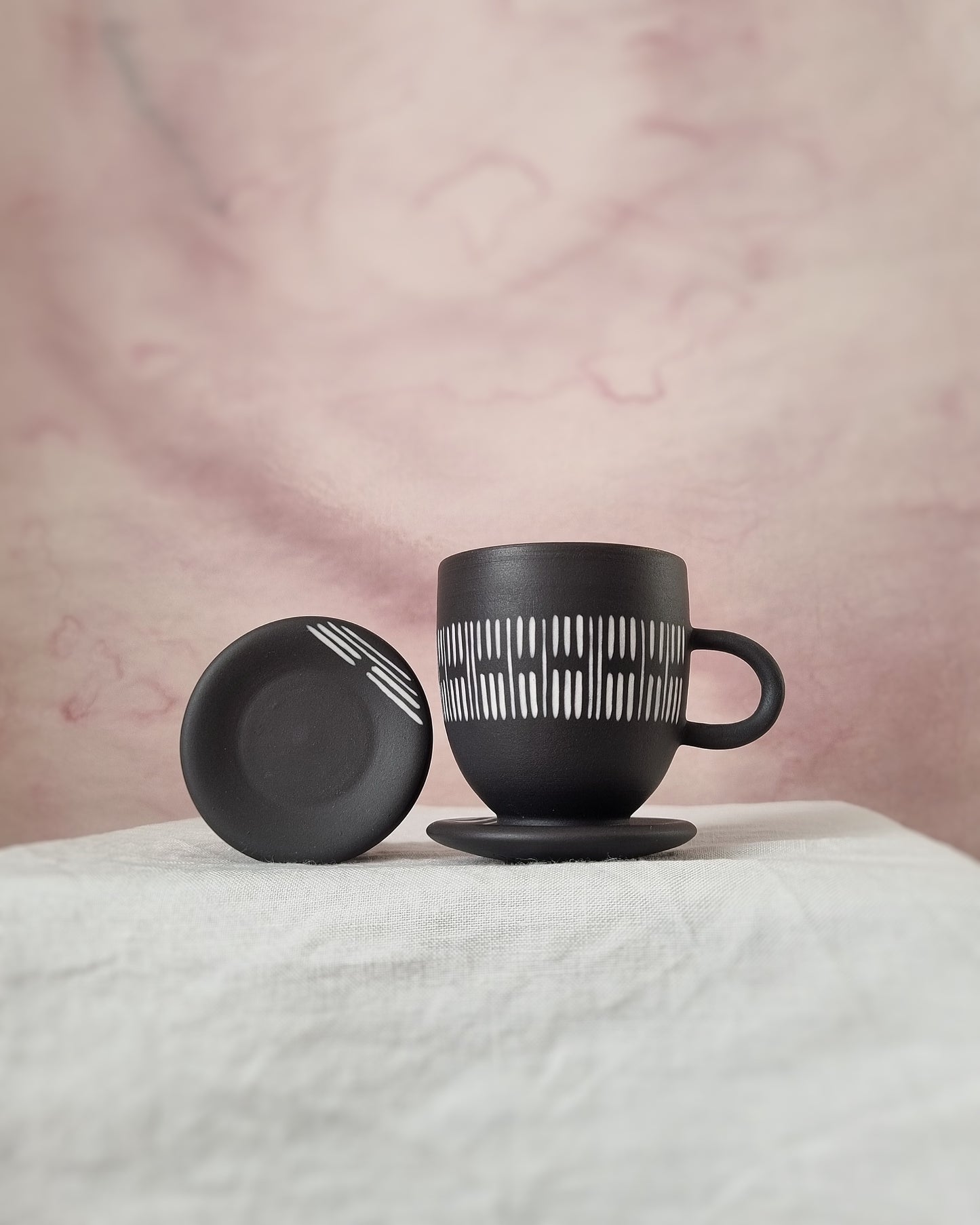 Tasse espresso 100ml en porcelaine noire, avec sous-tasse — B