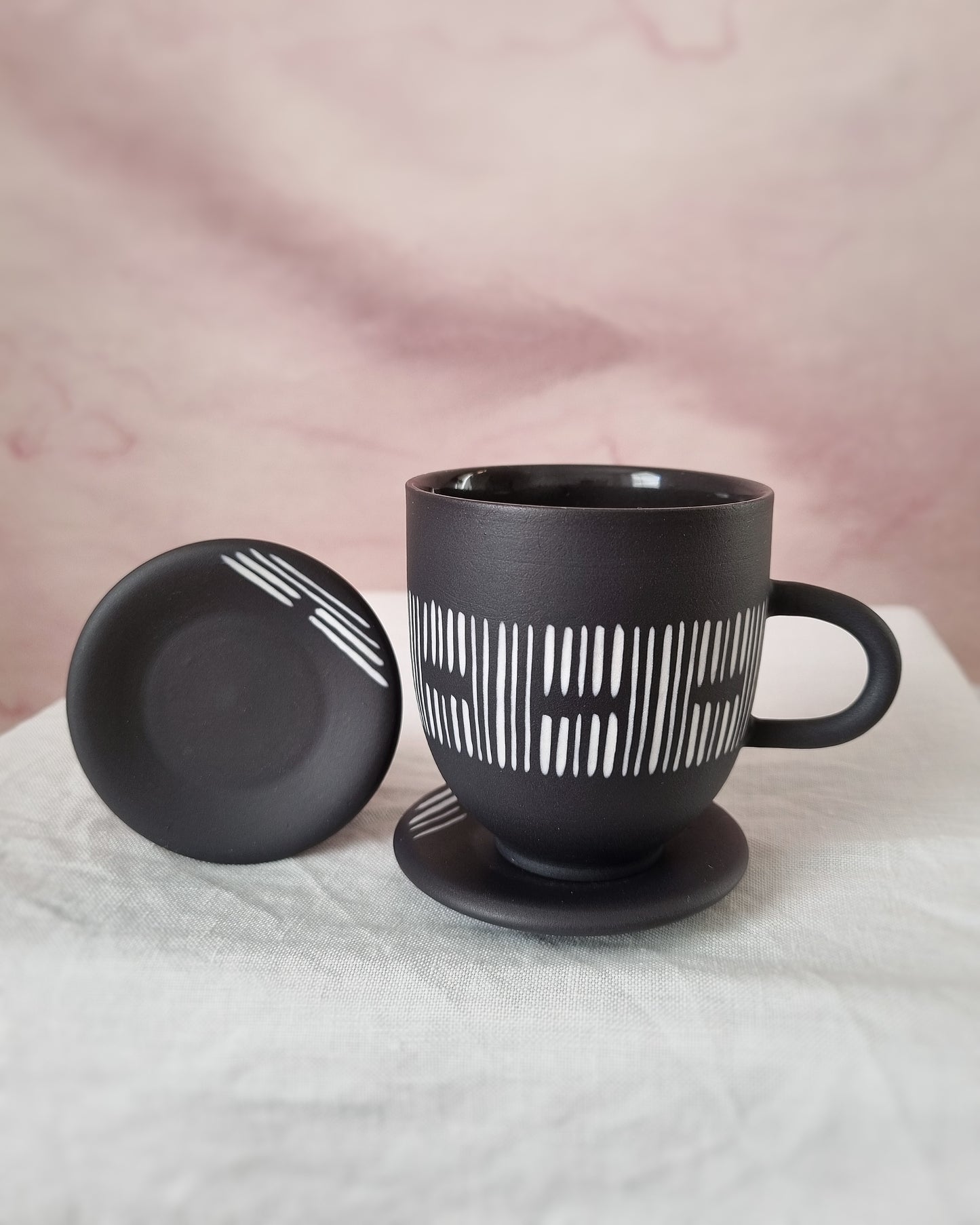 Tasse espresso 100ml en porcelaine noire, avec sous-tasse — D