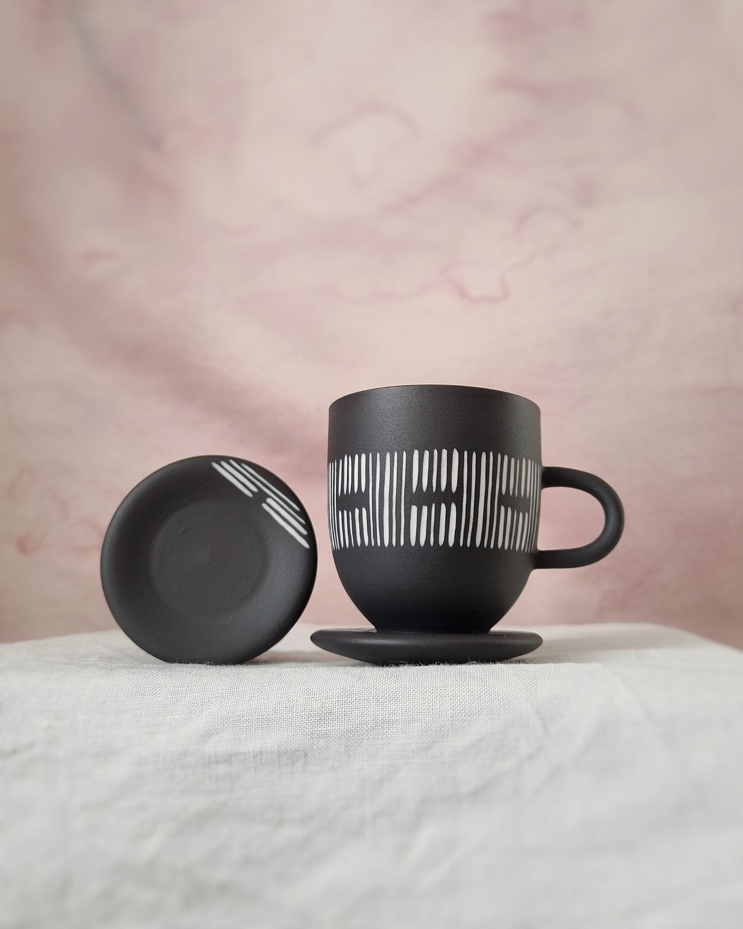 Tasse espresso 100ml en porcelaine noire, avec sous-tasse — D