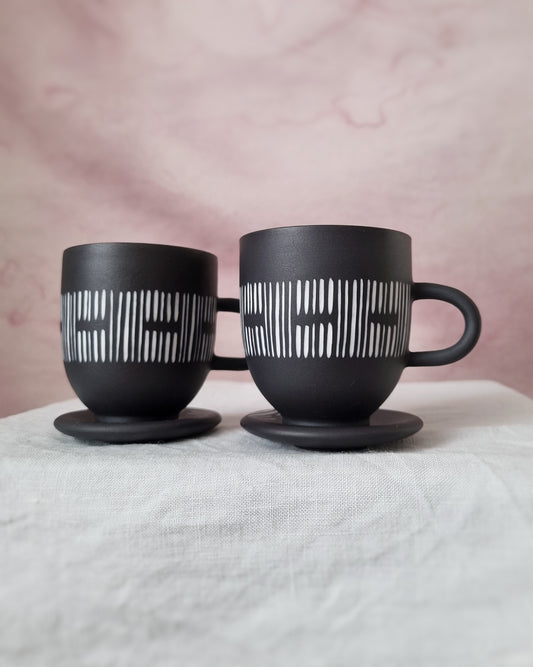 Tasse espresso 100ml en porcelaine noire, avec sous-tasse — D