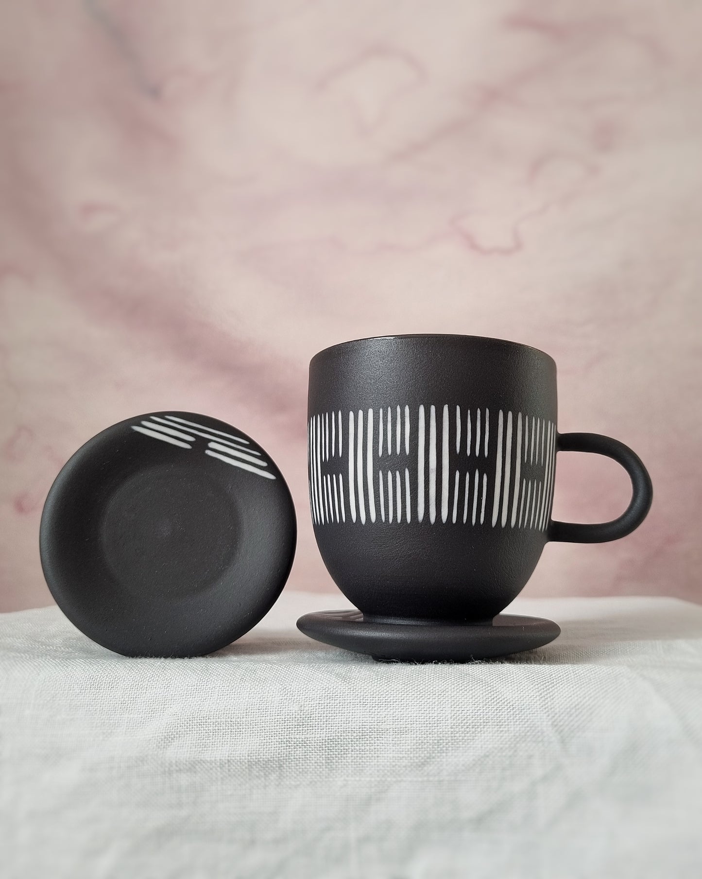 Tasse espresso 100ml en porcelaine noire, avec sous-tasse — A